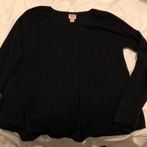 Black Babydoll Style Thermal Waffle Shirt